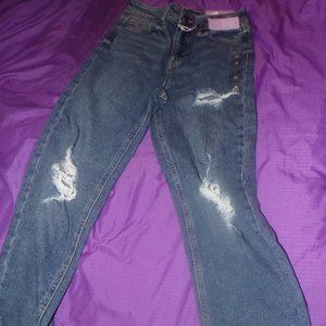 Boyfriend midrise jeans NWT distressed blue denim sz 10 long